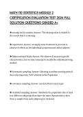 MATH 110 STATISTICS MODULE 2 CERTIFICATION EVALUATION TEST 2026 FULL SOLUTION QUESTIONS GRADED A&plus;