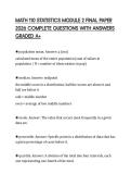 MATH 110 STATISTICS MODULE 2 FINAL PAPER 2026 COMPLETE QUESTIONS WITH ANSWERS GRADED A&plus;