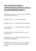 MATH 110 STATISTICS MODULE 3 CERTIFICATION EVALUATION TEST 2026 FULL SOLUTION QUESTIONS GRADED A&plus;