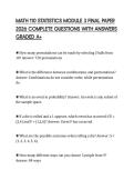 MATH 110 STATISTICS MODULE 3 FINAL PAPER 2026 COMPLETE QUESTIONS WITH ANSWERS GRADED A