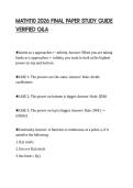 MATH110 2026 FINAL PAPER STUDY GUIDE VERIFIED Q&A