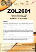 ZOL2601 Assignment 2 &lpar;COMPLETE ANSWERS&rpar; Semester 1 2026 &lpar;841505&rpar;- DUE 23 March 2026