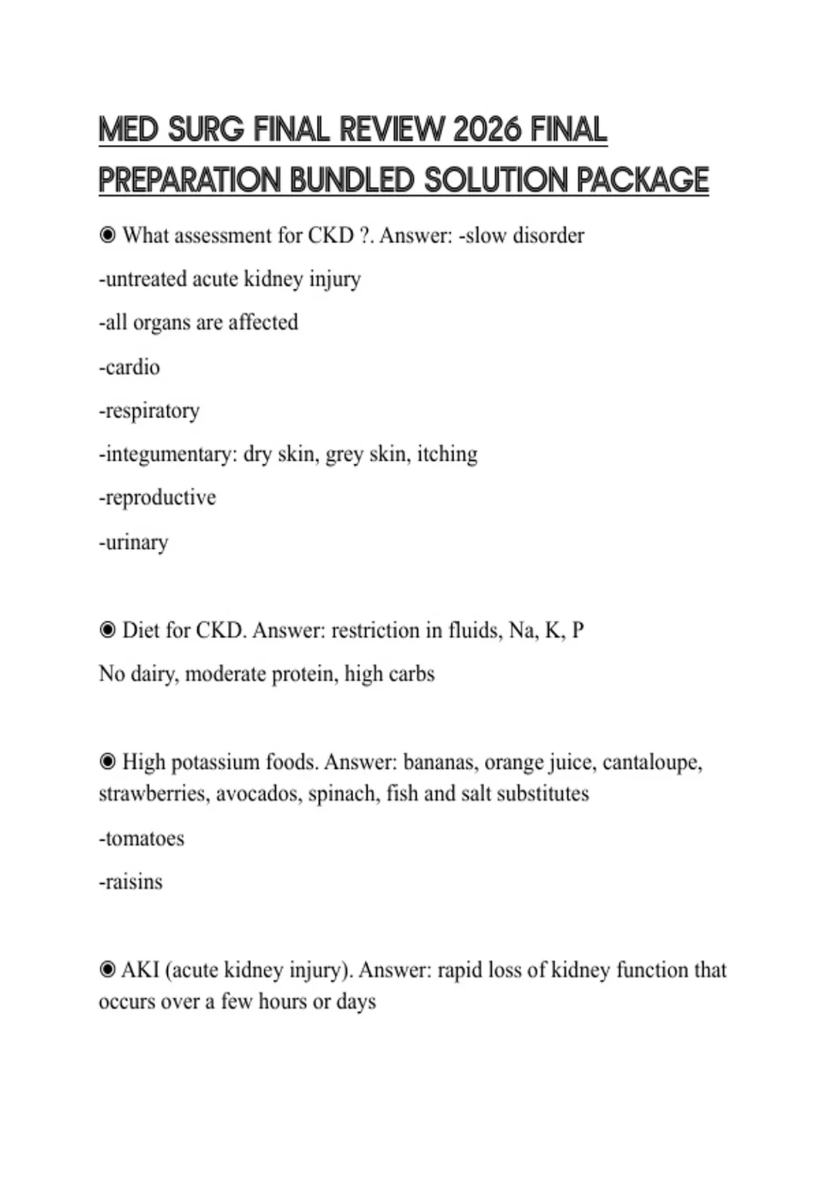 MED SURG FINAL REVIEW 2026 FINAL PREPARATION BUNDLED SOLUTION PACKAGE ...