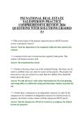 PSI NATIONAL REAL ESTATE SALESPERSON PRACTICE COMPREHENSIVE REVIEW 2026 QUESTIONS WITH SOLUTIONS GRADED A&plus;