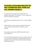 PSI NJ REAL ESTATE EXAM PRACTICE TEST WELL ELABORATED FINAL PAPER 2026 FULL ANSWERS GRADED A&plus;