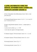 A LEVEL MATHEMATICS PURE TWO EDEXCEL NOVEMBER MARK SCHEME 2026 COMPLETE