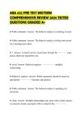 ABA 622 PRE TEST MIDTERM COMPREHENSIVE REVIEW 2026 TESTED QUESTIONS GRADED A&plus;
