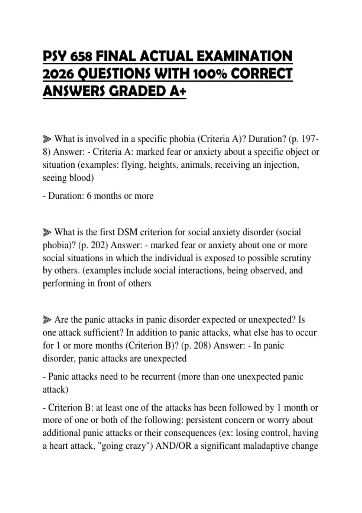 PSY 658 FINAL ACTUAL EXAMINATION 2026 QUESTIONS WITH 100% CORRECT ...