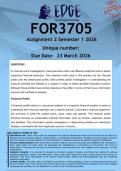 FOR3705 Assignment 2 &lpar;ANSWERS&rpar; Semester 1 2026 - DISTINCTION GUARANTEED