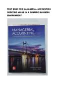 Test bank for Managerial Accounting Creating Value in a Dynamic Business Environment with test questions and answers graded A&plus;