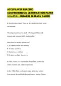 ACCUPLACER READING COMPREHENSION CERTIFICATION PAPER 2026 FULL ANSWERS
