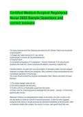 Certified Medical-Surgical Registered Nurse 2025 Sample Questions and correct answers