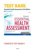 TEST BANK for Essential Health Assessment 2nd Edition by Thompson&sol;All Chapters&period; Latest Edition