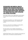 PSYCHIATRIC AND MENTAL HEALTH NURSING FOR CANADIAN PRACTICE 5E WENDY AUSTIN CINDY ANN PETERNELJTAYLOR DIANE KUNYK MARY ANN BOYD TEST BANK PRACTICE SCRIPT UPDATED 2026 TESTED SOLUTIONS