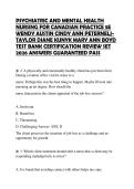 PSYCHIATRIC AND MENTAL HEALTH NURSING FOR CANADIAN PRACTICE 5E WENDY AUSTIN CINDY ANN PETERNELJTAYLOR DIANE KUNYK MARY ANN BOYD TEST BANK CERTIFICATION REVIEW SET 2026 ANSWERS GUARANTEED PASS
