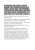 PSYCHIATRIC AND MENTAL HEALTH NURSING FOR CANADIAN PRACTICE 5E WENDY AUSTIN CINDY ANN PETERNELJTAYLOR DIANE KUNYK MARY ANN BOYD TEST BANK ACTUAL EXAMINATION 2026 QUESTIONS WITH SOLUTIONS GRADED A&plus;