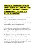 PSYCHIATRIC INTERVIEW 5TH EDITION DANIEL J CARLAT ALL CHAPTERS 1 TO 34 COMPLETE GUIDE EXAM SCRIPT 2026 COMPREHENSIVE QUESTIONS WITH SOLUTIONS GRADED A&plus;