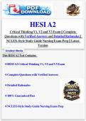 HESI A2  Critical Thinking V1&comma; V2 and V3 Exam &vert;&vert; Complete  Questions with Verified Answers and Detailed Rationales &vert;&vert;  NCLEX-Style Study Guide Nursing Exam Prep &vert;&vert; Latest  Version 2026 - 2027