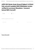 APEX NIH Stroke Scale Group B Patient 1-6 EXAM fully solved & updated 2025-2026&lpar;latest version verified for accuracy&rpar; &lpar;Questions &plus; Answers&rpar; Solved 100&percnt; Correct&excl;&excl;