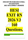 HESI-EXIT-RN-EXAM-2026-V3-REAL- 160-QUESTIONS- AND-100&percnt;CORRECT ANSWERS