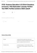 FTCE- Business Education 6-12 EXAM Questions & Answers&comma; Well Elaborated &vert; Already Verified Test &vert;100&percnt; Verified solutions &vert;2026 Latest&excl;&excl;