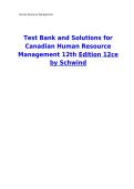 Test Bank and Solutions for Canadian Human Resource Management 12th Edition Schwind Complete Chapters Questions