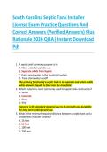 South Carolina Septic Tank Installer  License Exam Practice Questions And  Correct Answers &lpar;Verified Answers&rpar; Plus  Rationale 2026 Q&A&vert; Instant Download  Pdf 