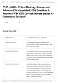 D265 - WGU - Critical Thinking - Reason and Evidence EXAM &lpar;updated 2026&rpar; Questions & Answers &vert; With 100&percnt; Correct Answers graded A&plus; Guaranteed Success&excl;&excl;D265 - WGU - Critical Thinking - Reason and Evidence EXAM &lpar;updated 2026&rpar; Questions & Answers &vert; With 100&percnt;