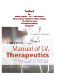 Test Bank for Phillips's Manual of I&period;V&period; Therapeutics Evidence-Based Practice for Infusion Therapy &vert; All Chapters &vert; Multiple Choice &plus; Alternative Format Questions &vert; Answer Keys Included