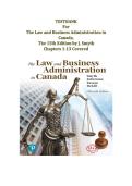 Test Bank for The Law and Business Administration in Canada Smyth Chapters 1-13  &vert; True False &plus; Multiple Choice &vert; All Answers Included