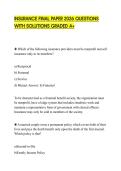 INSURANCE FINAL PAPER 2026 QUESTIONS WITH SOLUTIONS GRADED A&plus;