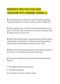 INSURANCE PRACTICE EXAM 2026 QUESTIONS WITH ANSWERS GRADED A&plus;