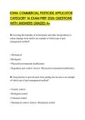 IOWA COMMERCIAL PESTICIDE APPLICATOR CATEGORY 1A EXAM PREP 2026 QUESTIONS WITH ANSWERS GRADED A&plus;