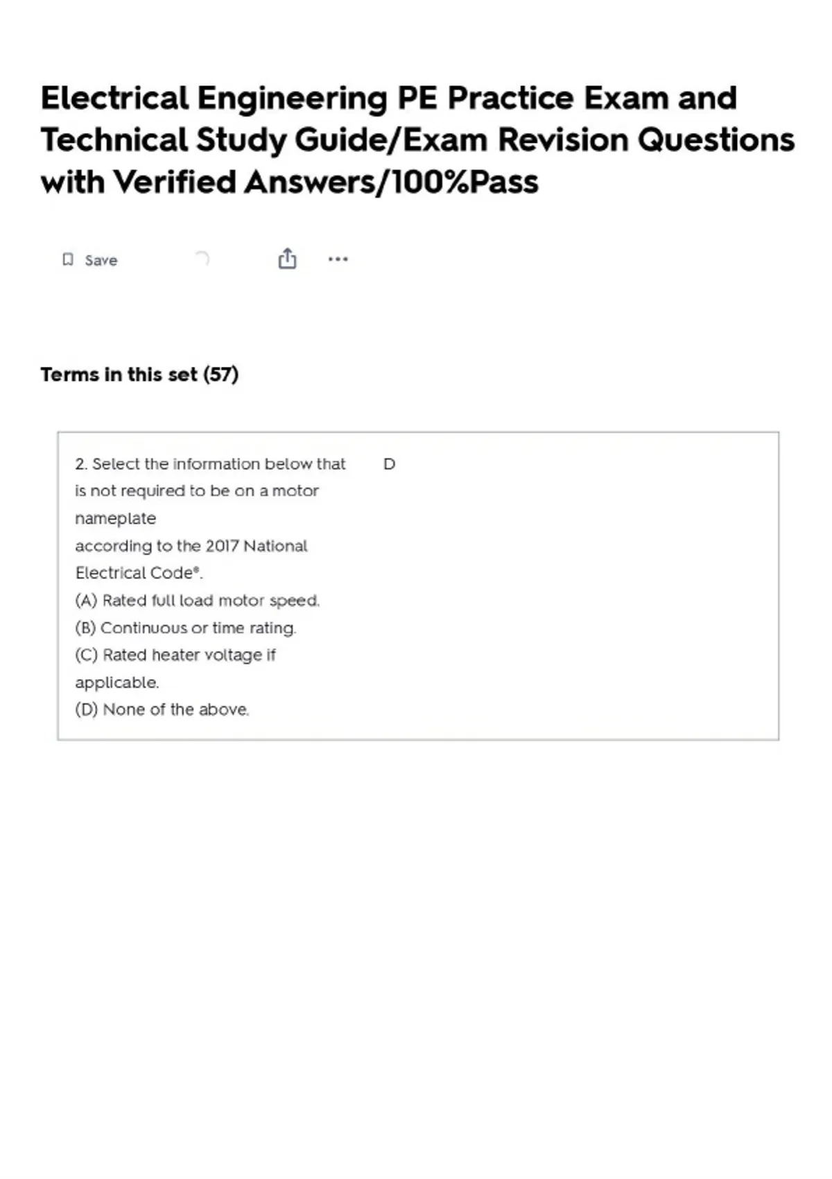 Electrical Engineering PE Practice Exam and Technical Study Guide/Exam Revision Questions with ...