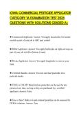 IOWA COMMERCIAL PESTICIDE APPLICATOR CATEGORY 1A EXAMINATION TEST 2026 QUESTIONS WITH SOLUTIONS GRADED A&plus;