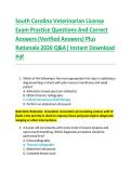 South Carolina Veterinarian License  Exam Practice Questions And Correct  Answers &lpar;Verified Answers&rpar; Plus  Rationale 2026 Q&A&vert; Instant Download  Pdf 