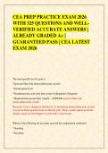 CEA PREP PRACTICE EXAM 2026  WITH 325 QUESTIONS AND WELL VERIFIED ACCURATE ANSWERS &vert;  ALREADY GRADED A&plus; &vert;  GUARANTEED PASS &vert; CEA LATEST  EXAM 2026