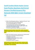 South Carolina Waste Hauler License  Exam Practice Questions And Correct  Answers &lpar;Verified Answers&rpar; Plus  Rationale 2026 Q&A&vert; Instant Download  Pdf 