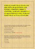 NURS 612 MARYVILLE EXAM 4 MC  2026 WITH 150 QUESTIONS AND  EXPERT-VERIFIED CORRECT  ANSWERS &vert; ALREADY GRADED A&plus; &vert;  GUARANTEED SUCCESS &vert; NURS 612  MARYVILLE ACTUAL EXAM 2026