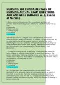 Nursing 101 Fundamentals of Nursing Actual Exam Questions and Answers Verified Complete Study Guide A&plus; Graded