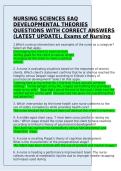 Nursing Sciences EAQ Developmental Theories Questions with Correct Answers Latest Update Complete Study Guide