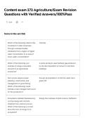 Content exam 272 Agriculture&sol;Exam Revision Questions with Verified Answers&sol;100&percnt;Pass