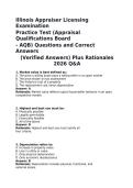Illinois Appraiser Licensing Exam Practice AQB Questions and Verified Answers Complete Study Guide PDF