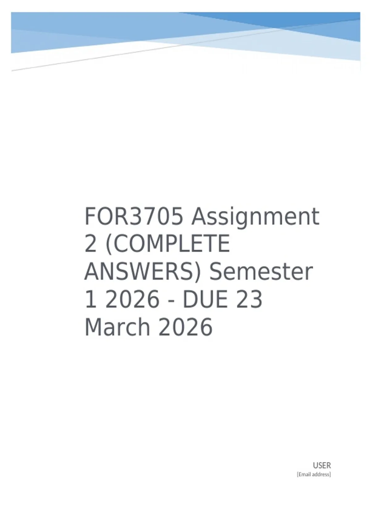 FOR3705 Assignment 2 (COMPLETE ANSWERS) Semester 1 2026 - DUE 23 March ...