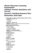 Illinois Physician Licensing USMLE Exam Practice Questions Verified Answers and Rationales Complete Study Guide