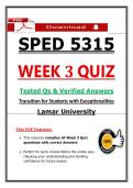 SPED 5315 Week 3 Quiz Student Transition &vert; Lamar University &vert; &lpar;2026&sol;2027&rpar; &lpar;PDF&rpar;