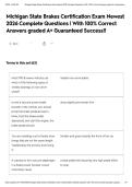 Michigan State Brakes Certification Exam Newest 2026 Complete Questions &vert; With 100&percnt; Correct Answers graded A&plus; Guaranteed Success&excl;&excl;