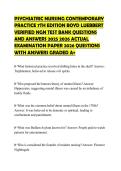 PSYCHIATRIC NURSING CONTEMPORARY PRACTICE 7TH EDITION BOYD LUEBBERT VERIFIED NGN TEST BANK QUESTIONS AND ANSWERS 2025 2026 ACTUAL EXAMINATION PAPER 2026 QUESTIONS WITH ANSWERS GRADED A&plus;