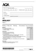 AQA AS -Level Biology May 2026 Paper 1 question paper &lbrack;VERIFIED&rsqb;