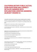 CALIFORNIA NOTARY PUBLIC ACTUAL EXAM QUESTIONS AND CORRECT  DETAILED ANSWERS WITH EXPLANATIONS &lpar;VERIFIED ANSWERS&rpar;  &vert;ALREADY GRADED A&plus; 